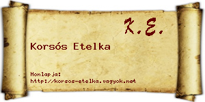 Korsós Etelka névjegykártya